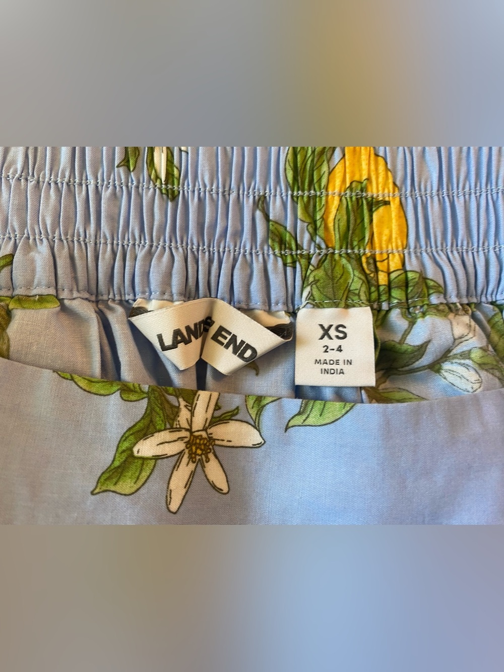 100% cotton (with pockets!) Lands' End Powder Blue Lemon-Print Maxi Skirt - Picture 8 of 8